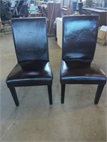 Two Dark Brown High-Back Dining/Entrance Chairs