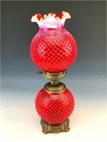 Fenton Ruby Red Opal Hobnail Electric Lamp