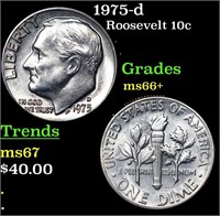 1975-d Roosevelt Dime 10c Grades GEM++ Unc