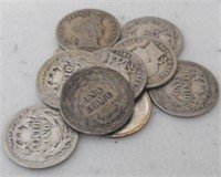 Lot of 10 Barber Dimes