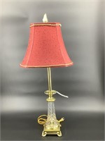 Stately high end brass and glass table lamp