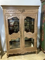 Fabulous country French lighted curio cabinet