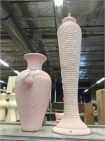 Pale Pink textured plaster floor lamp and