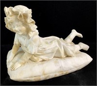 Italian Marble Child On Pillow Sculpture