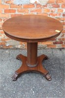 Antique Mahg. 29" Pedestal Table w/ claw feet