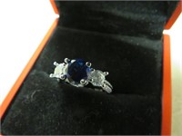 NEW BLUE & WHITE SAPH. RING STAMPED 925 SIZE 7