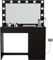 *Boahaus Alana Bk Vanity Desk w Mirror and Lights