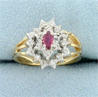 Pink Sapphire and Diamond Ring in 14K Yellow Gold