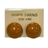 Button Style Burnt Orange Screw Back Earrings