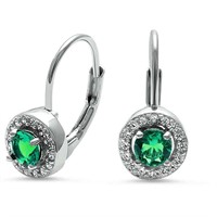 Round 1.02ct Emerald & White Topaz Halo Earrings