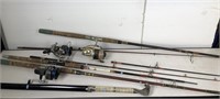 Lot of fishing rods and cobra sword cane