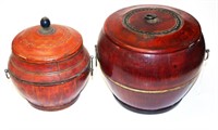 Two Chinese red lacquered food bowls