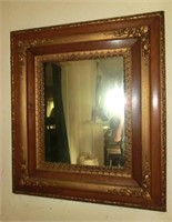 oak & gold gesso framed mirror c.1890 (32"x29")