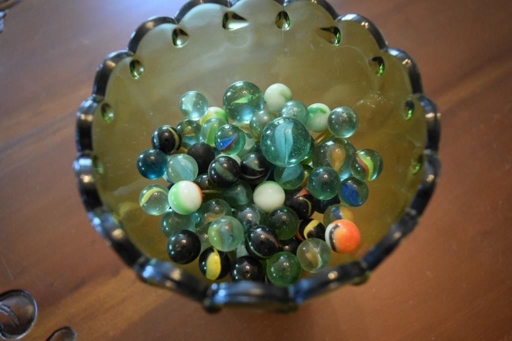 Green Bowl & Marbles