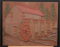 1970's String Art Wall Hanging- Old Mill