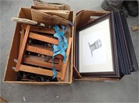 (2) Boxes w/ Wood Display, Pictures, Wire