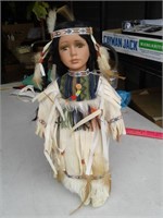 15" TALL PORCELAIN INDIAN DOLL