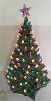 18" Green Glazed Ceramic Christmas Tree: Chipped
