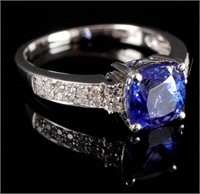 2 Carat TANZANITE & Diamonds Ring 14k WG