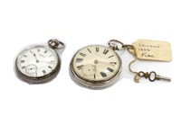 Two antique silver watches for service
