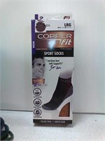 New 2 pack Copper Fit sport socks size large