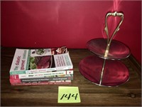 Cookbooks & Tiered Serving Tray