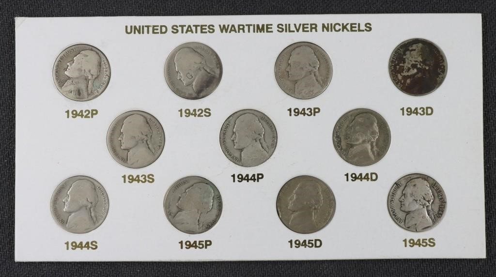 US Wartime Silver Nickel Set: 1942-1945P-S-D
