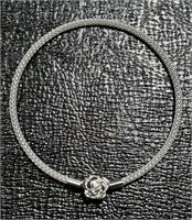 European .925 Silver Clasp Rope Bracelet w/ Rose