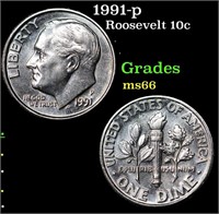 1991-p Roosevelt Dime 10c Grades GEM+ Unc