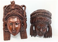 Two Hand Carved Wooden Masks