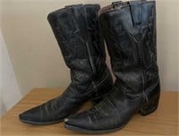 Zodiac Cowboy Boots, Black, Pointed Toe, Size 9.5