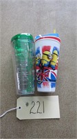 2 NEW PLASTIC TUMBLERS DRINK / SNACK SEE DESC
