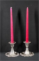 Pair of Heavy Silver Plate Candle Stick Holders