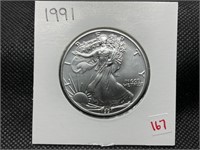 1991 AMERICAN SILVER EAGLE BU