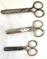 Three small blunt-edged Keen Kutter scissors