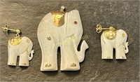 BONE AND GOLD ELEPHANT PENDANT AND EARRINGS