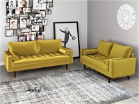 Modern Velvet Upholstered Living Room 2 Piece Set