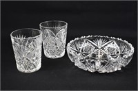 American Brilliant Cut Glass Bowl & 2 Old Fashions