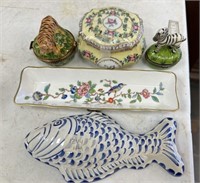 Pembrook Dish, Animal Boxes, Blue Wall Fish and Po