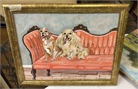 Katherine Haynes 1996 Painting of Dogs on Sofa