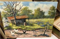 Signed F. Chapman Folk Art Landscape Painting
