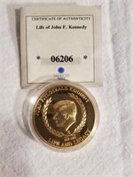 1917-1963 JFK Com. Proof, Cu Layered in 24k Gold