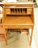 Lot #735 - Oak roll top desk (petite size)
