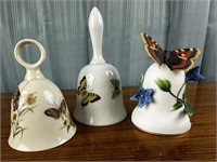 3 Porcelain Butterfly Bells - Papillon And More