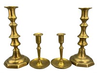 4 Vintage Brass Candle Holders