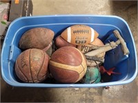 Blue Storage Tote W/Sports Equipment