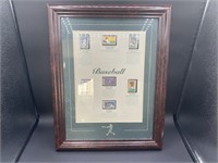 18 1/2 x 14 1/2 baseball stamps, framed and