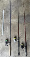 Three open face rod and reels