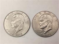 1972D & 1974D US Eisenhower One Dollar Coins