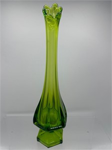 Vintage green swung glass vase